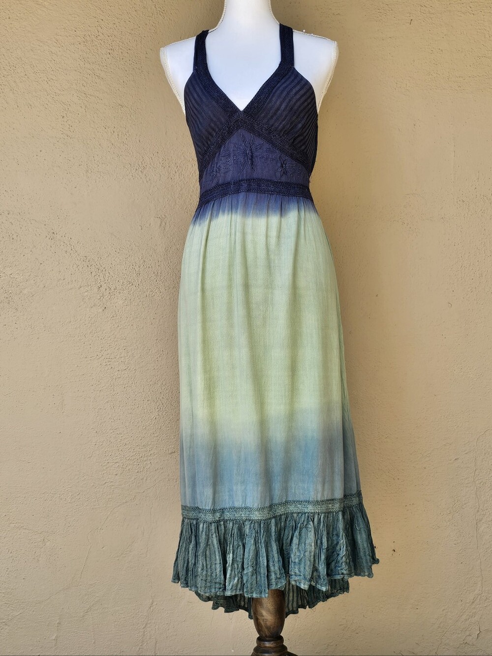 Lapogee Halter Midi Dress w/ a Ruffled Hem Line Size XL